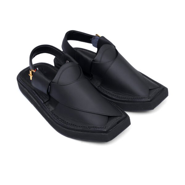 LUXURY MATTE BLACK KAPTAAN PESHAWARI CHAPPAL - Image 2