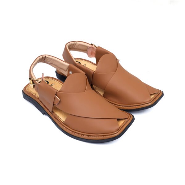 LUXURY MATTE GOLDEN ROUNDSHAPE PESHAWARI CHAPPAL - Image 3