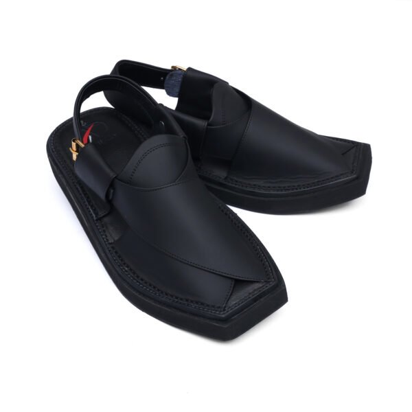 LUXURY MATTE BLACK KAPTAAN PESHAWARI CHAPPAL - Image 3