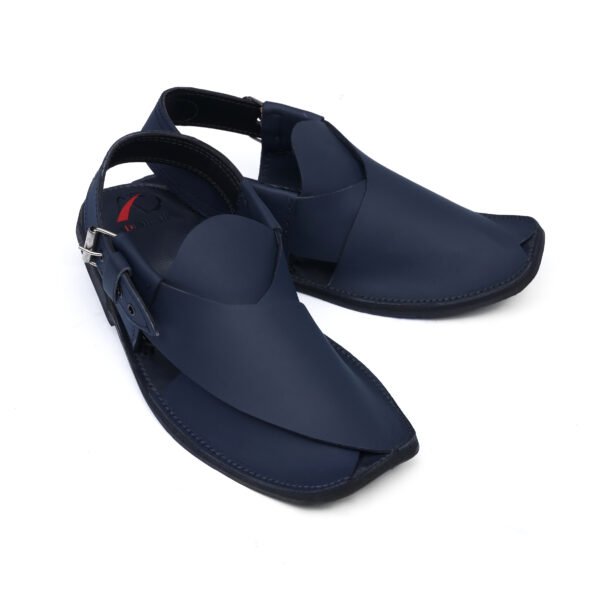 LUXURY MATTE BLUE COLLEGE PESHAWARI CHAPPAL - Image 3