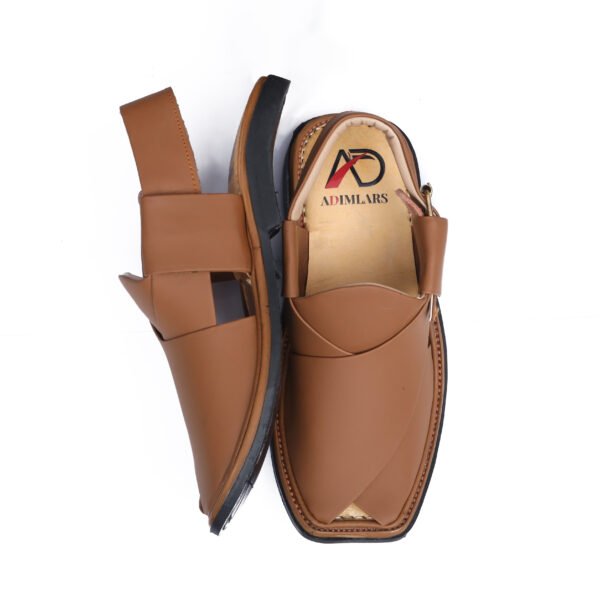 LUXURY MATTE GOLDEN ROUNDSHAPE PESHAWARI CHAPPAL - Image 2